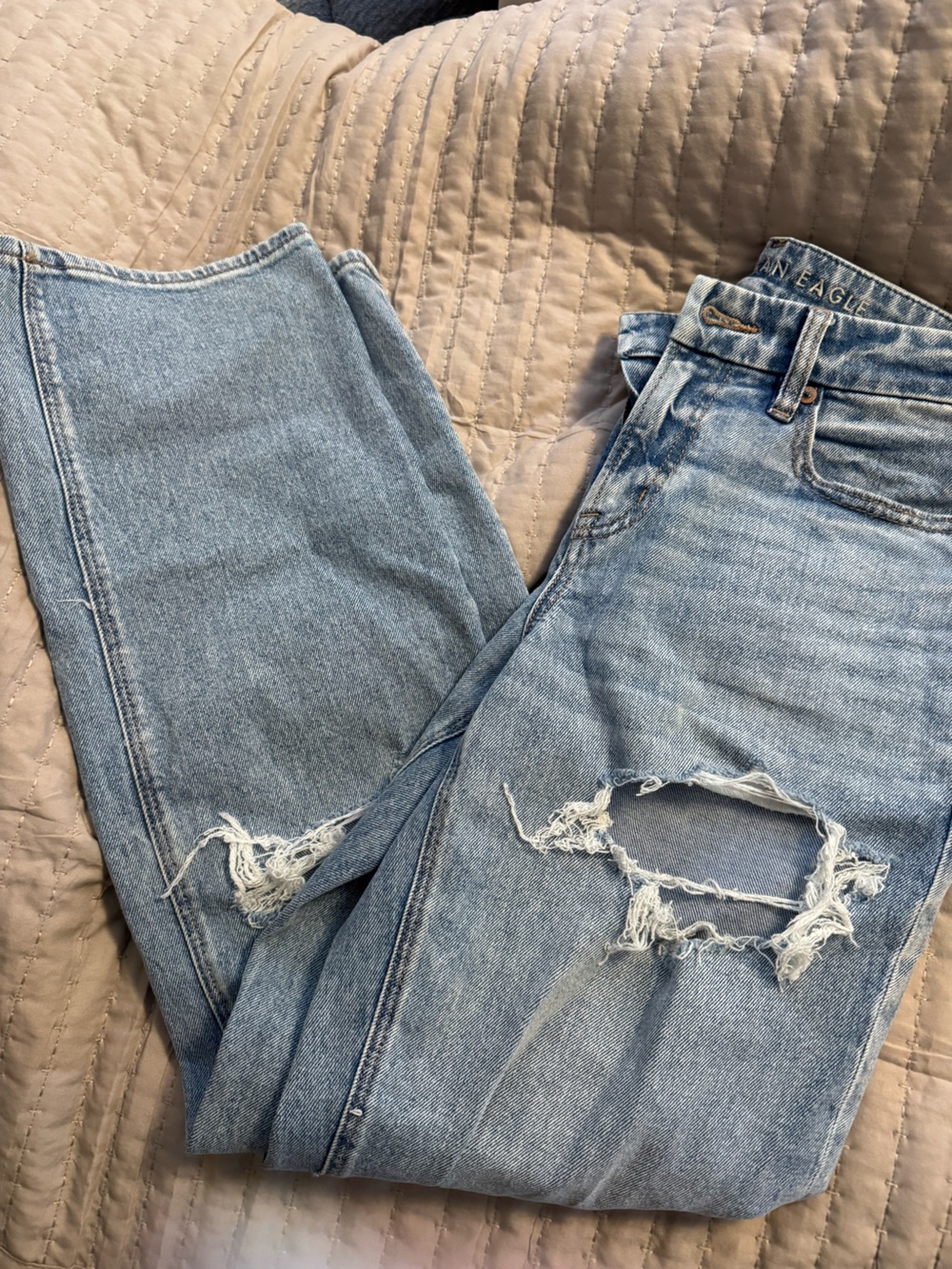American Age Light Blue Distressed Boyfriend Jeans